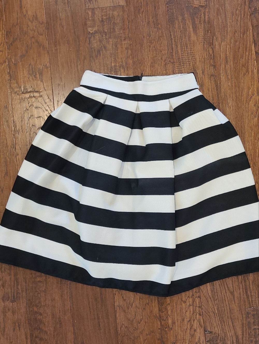Women's Black and White Striped A-Line Skirt